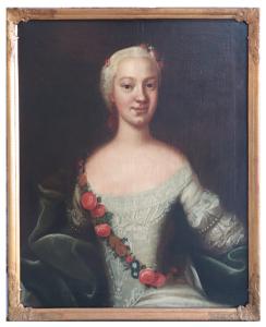 Antique Painting: Portrait of a Lady, Austria, 18th Century